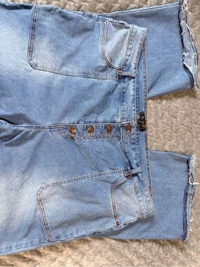 Daily Thread Light Blue Button-Fly Distressed Hem Jeans  22W